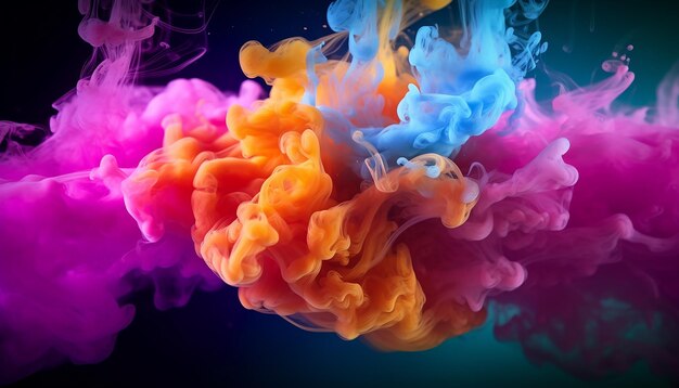 Colorful smoke explosion in black background high quality and realistic photoshoot