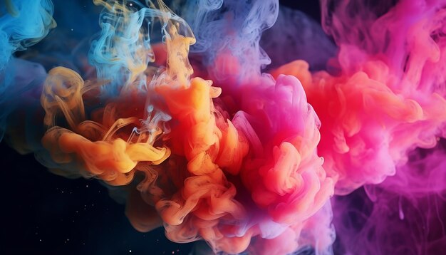 Colorful smoke explosion in black background high quality and realistic photoshoot