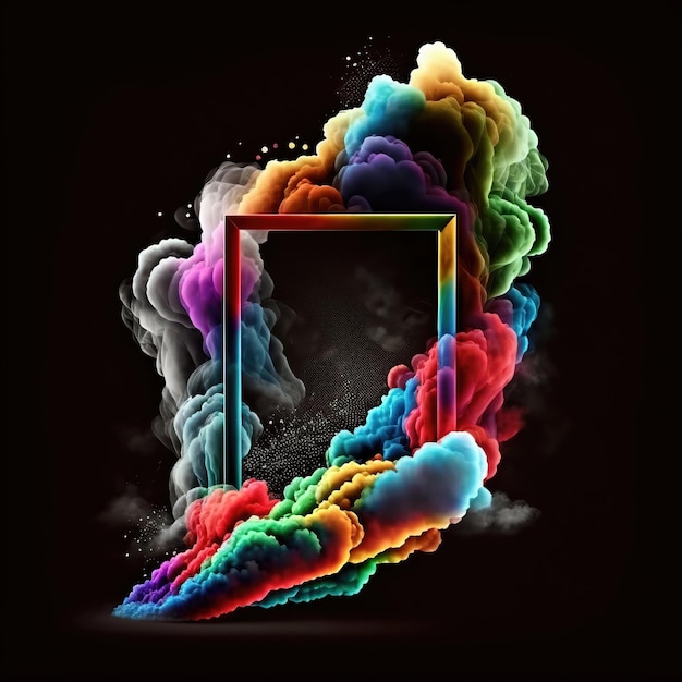 Colorful smoke frame with dusty cloud generative ai technology