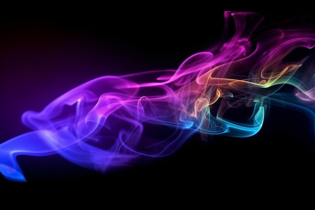 A colorful smoke is shown against a black background.