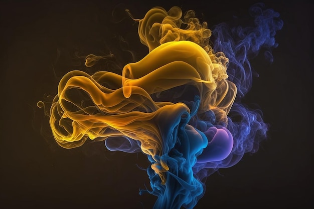 A colorful smoke is shown against a black background.