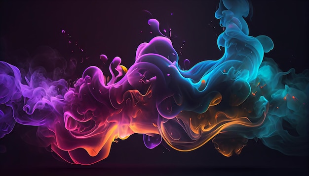 Colorful smoke isolated on black background Abstract background Generative AI