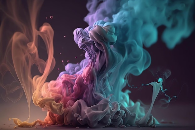 A colorful smoke painting with a black background