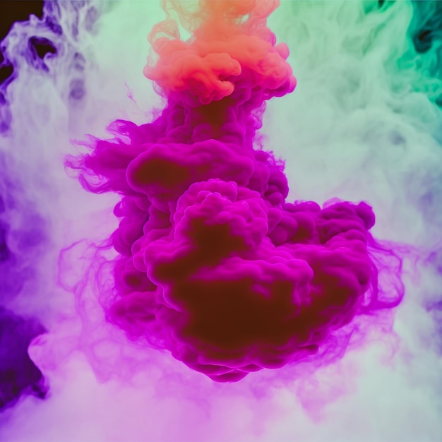 A colorful smoke in purple and green