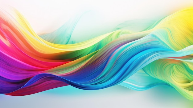 A colorful smoke swirls in a white background