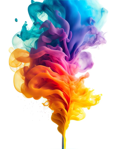 Colorful smoke vertical wavy stream