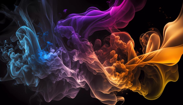 A colorful smoke wallpaper with a black background and a blue and red smoke wallpaper.