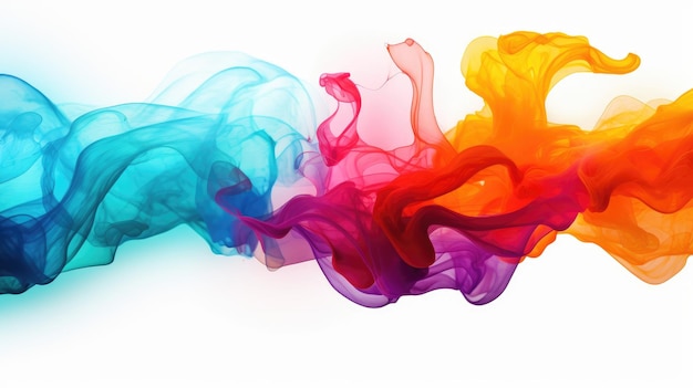 Photo colorful smoke waves flowing across a white background