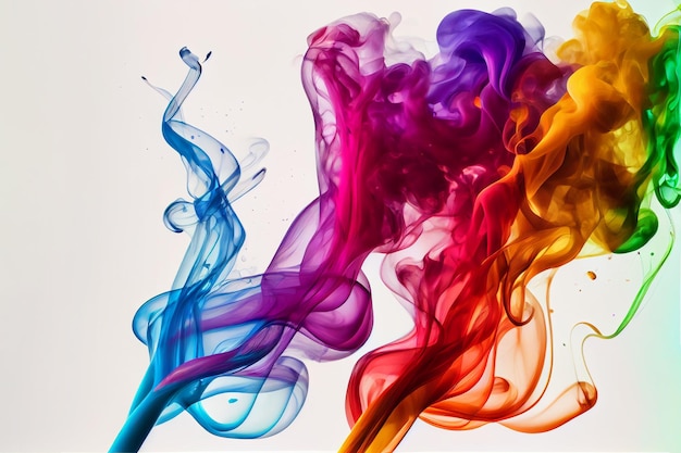 Photo colorful smoke on a white background illustration