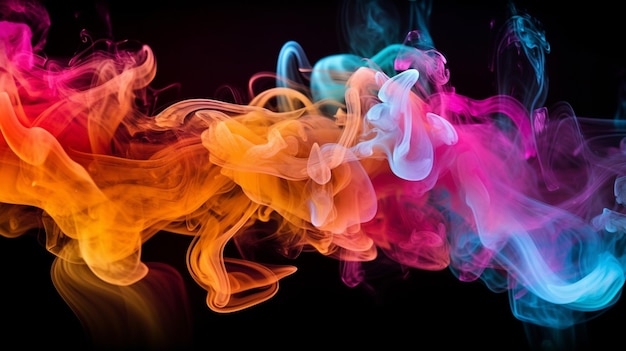 Colorful smoke with black background