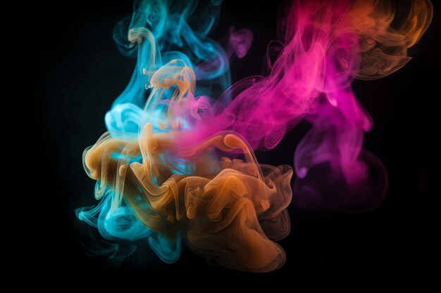 A colorful smoke with a black background