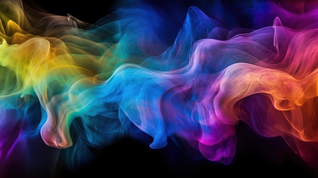 A colorful smoke with a black background