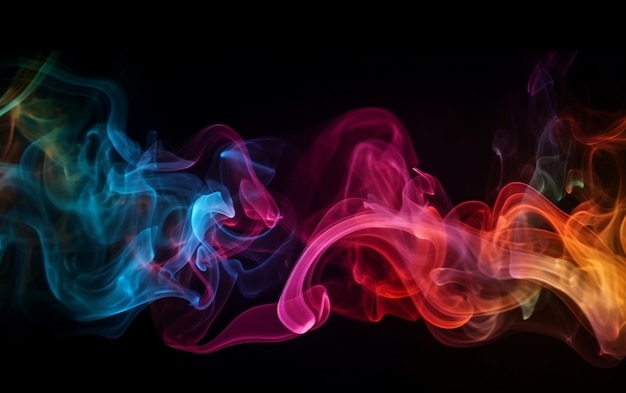 A colorful smoke with a black background