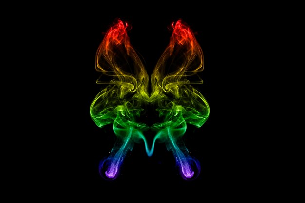 Colorful smoke with butterfly shapexA
