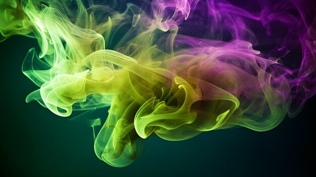 A colorful smoke with a green background