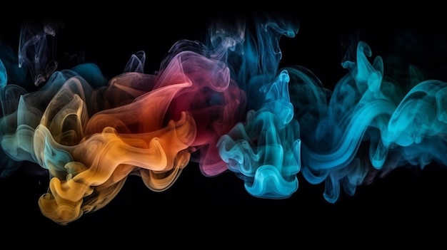 Красочный дым со словом "дым" на нем. Генеративный ИИ