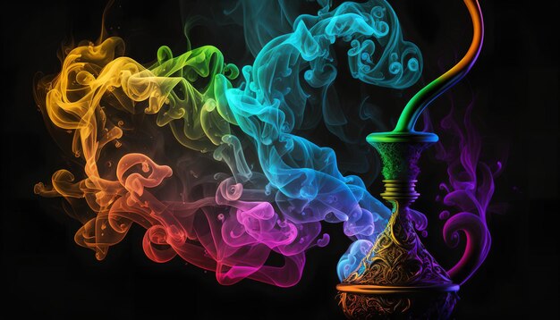 A colorful smoker with a smoke coming out of it