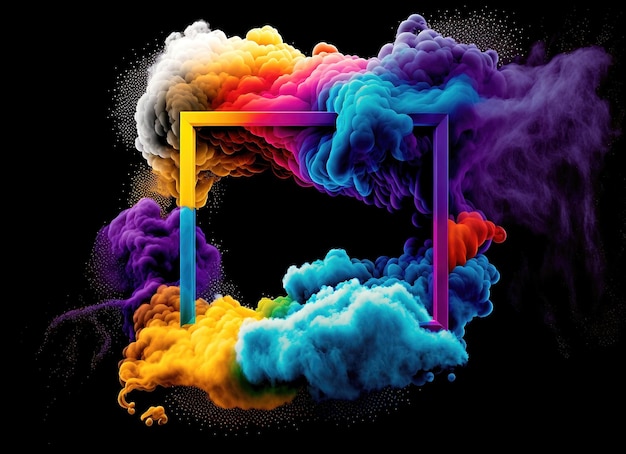 Colorful smoky frame with steam for abstract background generative ai technology