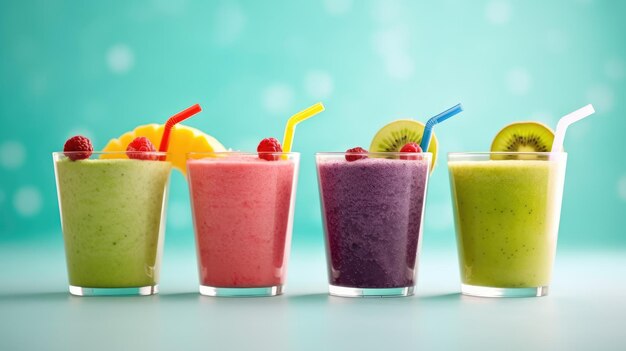 Photo colorful smoothies on bright background