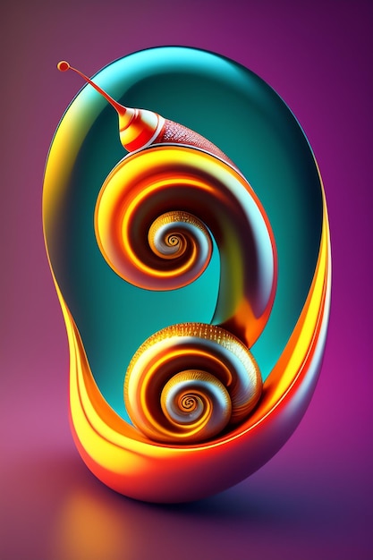 A colorful snail on a colorful background AI generative illustration