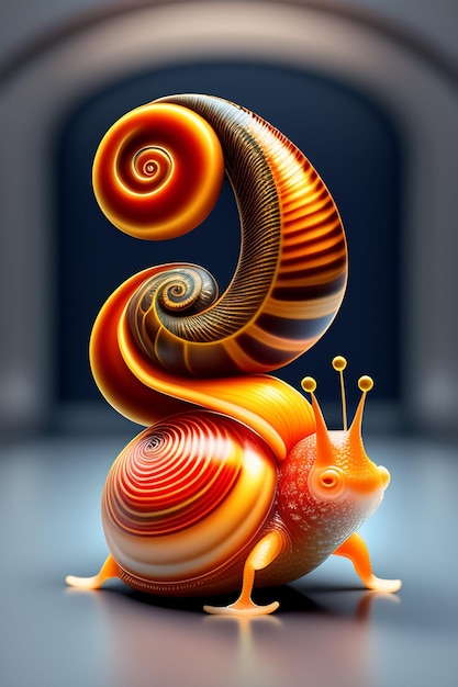 A colorful snail on a colorful background AI generative illustration