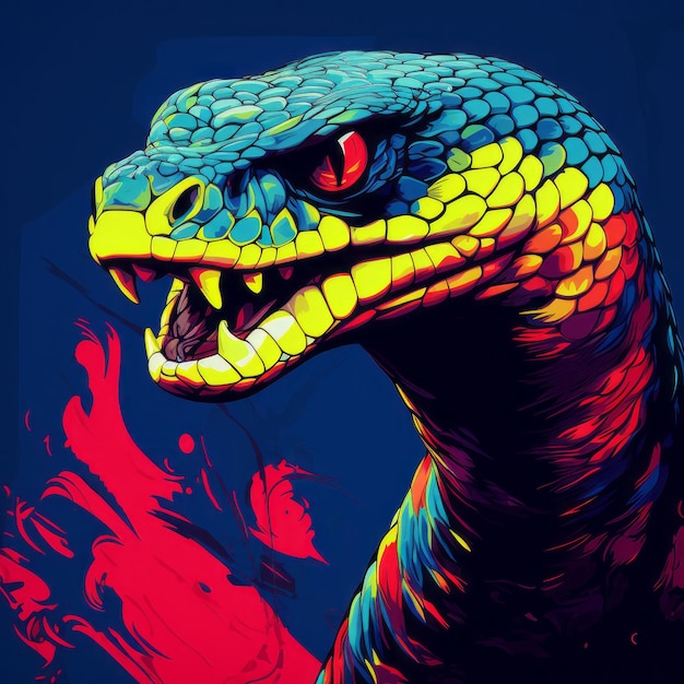 Photo colorful snake wallpaper in pop art style