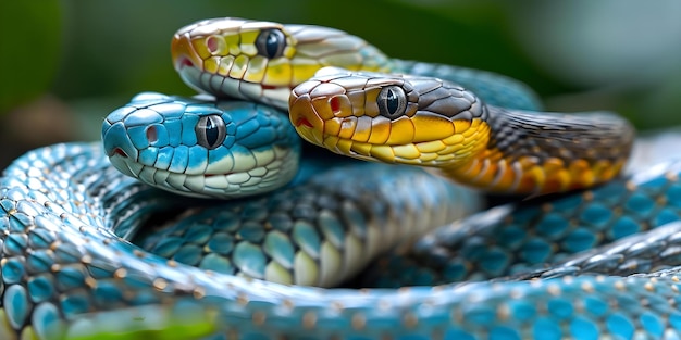 Фото Красочные змеи, замаскированные в лесу, ожидающие удара концепция фотография природы встречи с дикой природой экзотические рептилии камуфляж в действии встречи со змеями
