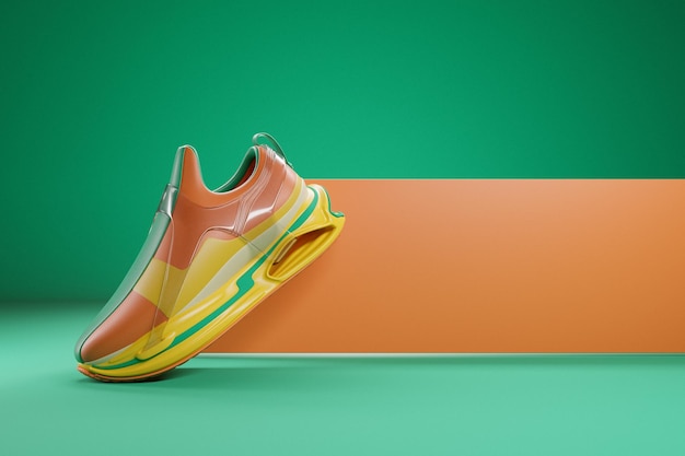 Colorful sneaker premium 3d Render on a green background