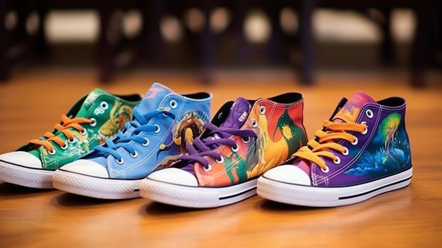The colorful sneakers are available in colors and sizes.