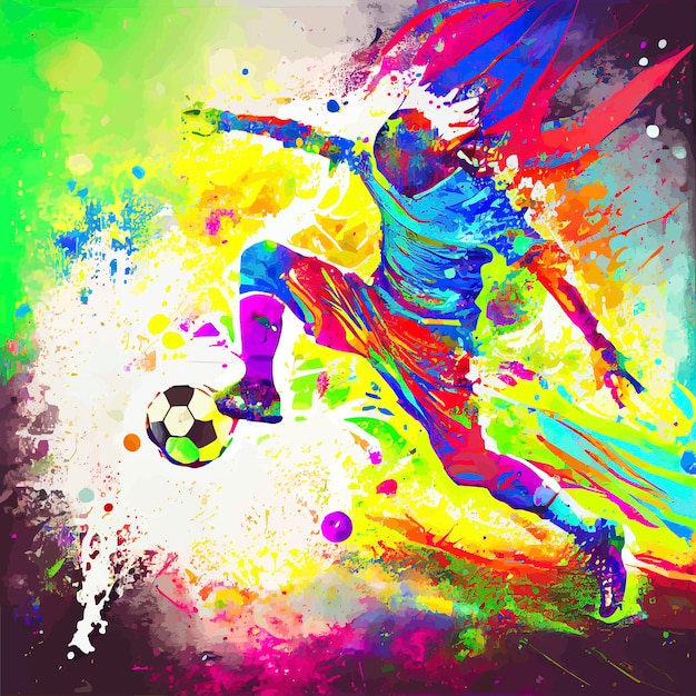 Colorful soccer player with ball