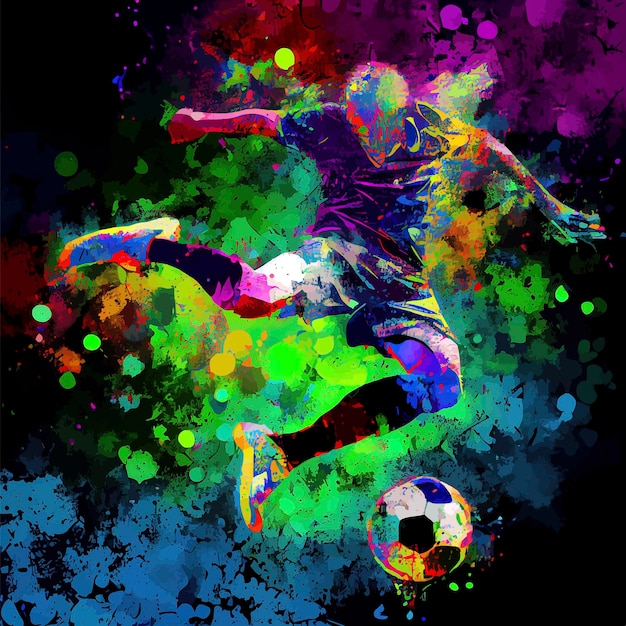 Photo colorful soccer player with ball