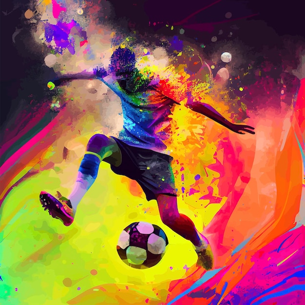 Colorful soccer player with ball