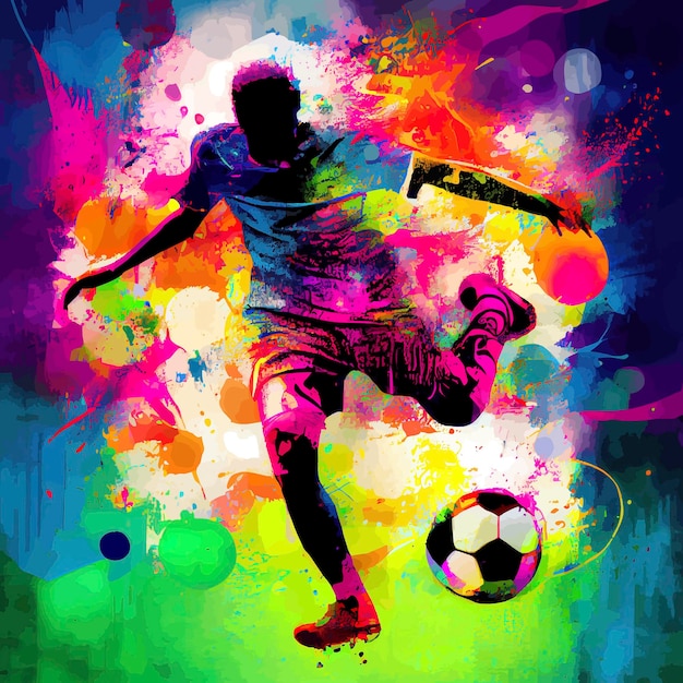 Colorful soccer player with ball