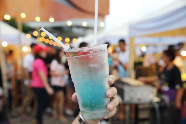 Colorful soda drinks in local thai market