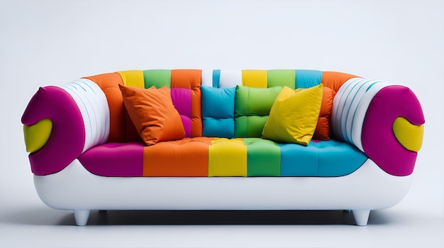 Colorful sofa in white background AI Generative