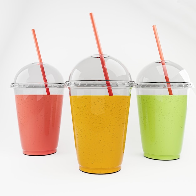 Photo colorful soft drinks mockup 3d image