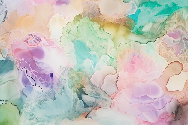 Colorful soft pastel alcoholic ink abstract background