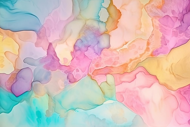 Colorful soft pastel alcoholic ink abstract background