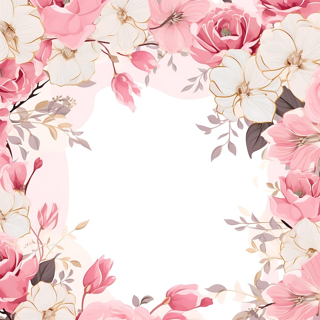 Colorful of Soft Pink and White Floral Archway Background With Scattered Handrawn Watercolor Style