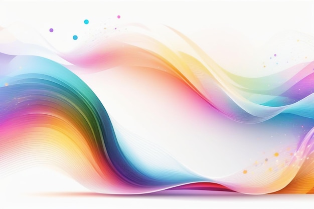 Colorful sound waves abstract white background horizontal composition