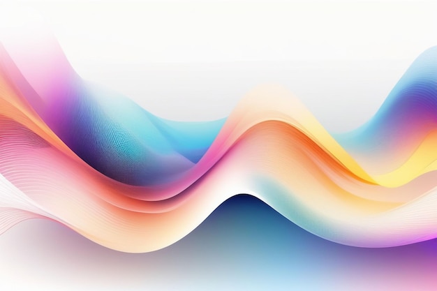 Colorful sound waves abstract white background horizontal composition