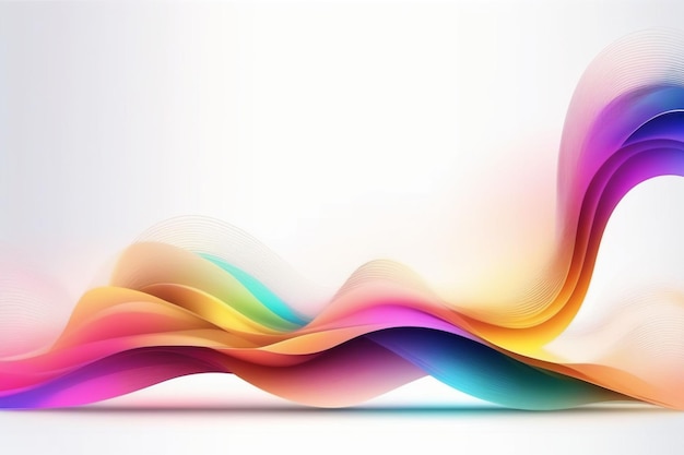 Colorful sound waves abstract white background horizontal composition