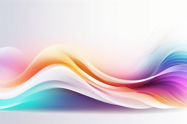 Colorful sound waves abstract white background horizontal composition