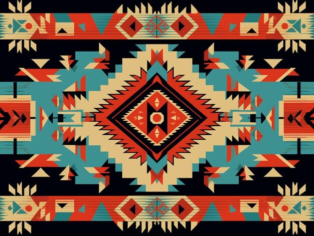 Photo a colorful southwestern style design with a black background generative ai