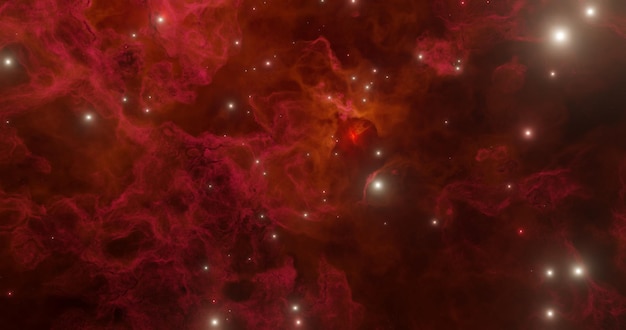 Foto spazio colorato sfondo rosso nebulosa, polvere di stelle e stelle. universo pieno di stelle, nebulosa e galassia. scatto panoramico, formato ampio. illustrazione 3d di sfondo artistico, immagine digitale con spazio di copia