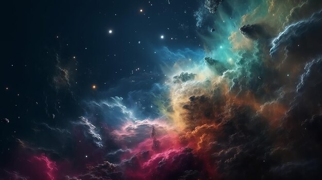 Colorful space filled with stars and clouds