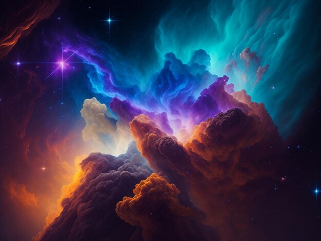 Colorful space galaxy cloud nebula Stary night cosmos backgroud High quality photo