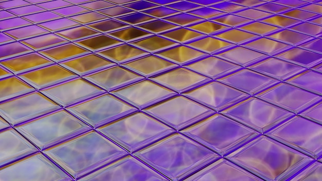ガラスタイルの床にカラフルな空間星雲の反射（3Dレンダリング）