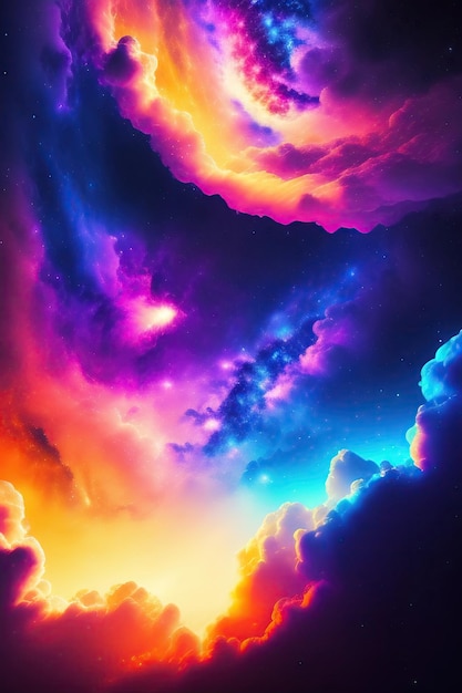 Colorful Space Sky Galaxy Clouds Nebula Glowing Background Wallpaper