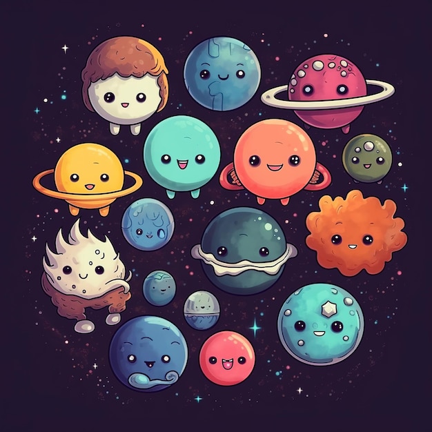 Colorful space sticker for kids